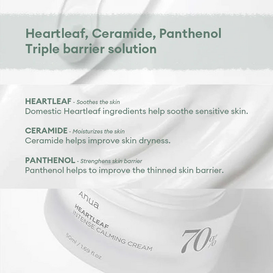Anua 70% Extract Heartleaf intense Calming Cream